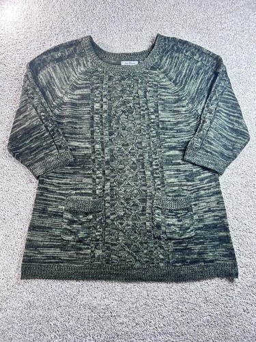 Jason Maxwell Women's 2X Green Cable Knit Sweater
