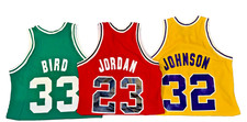 Vintage RARE Michael Jordan Larry Bird Magic Johnson Sand Knit Jerseys w NAMES