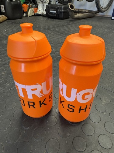 Struggle Yorkshire Orange Water Bottles Bidons. Pair.