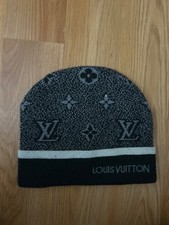 Louis Vuitton Monogram Beanie Hat Men's One Size Black Blue Gray Designer