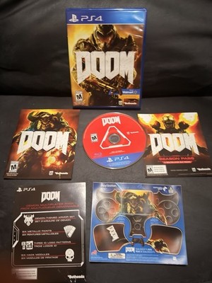 Doom (Sony PlayStation 4 PS4, 2016) W/ Uac PS4 Controller Skin Complete CIB RARE