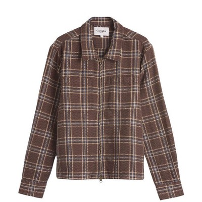 Corridor Venice Plaid Zip Shirt Brown