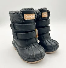 Cat & Jack Denver Winter Boots Waterproof Black Toddler Boys 8 New