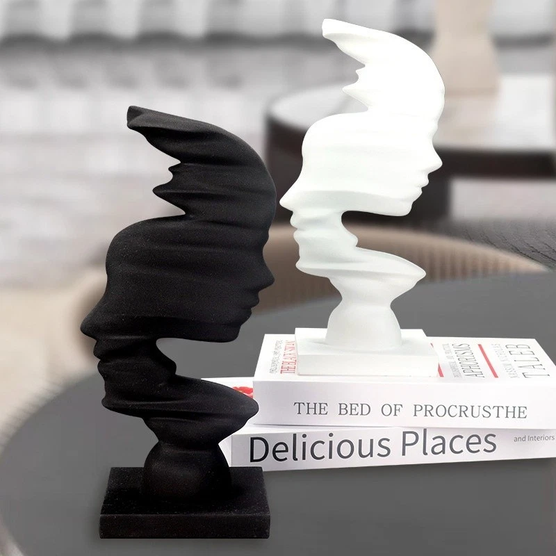 Abstract Human Head Sculpture Modern Home Decor TV Cabinet Foyer Ornament