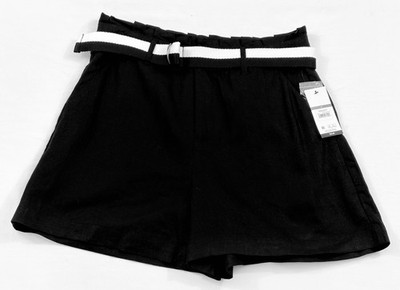 women's Sofia Jeans shorts size 6 black belted zipper pockets linen mix