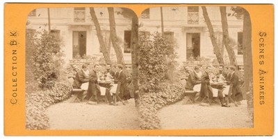 Herren Mittagessen Outdoor Collection B.K. Animierte Szenen Stereo Foto 1865