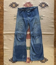 Vintage 1970s Faded Denim Bell Bottom Flared Hippie Jeans Talon Zip Size 32x32