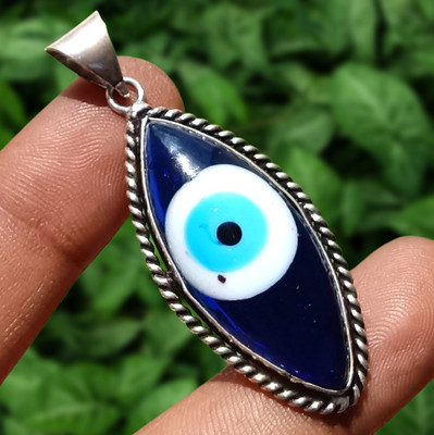 Beautiful Evil Eye Gemstone Pendant 925 Sterling Silver Plated Handmade Jewelry