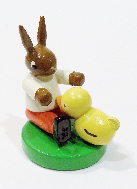 Erzgebirge Germany Bunny Rabbit Chick Wooden Wood Ulbricht Vintage Easter Figure