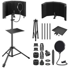 Aokeo Studio Recording Microphone Isolation Shield AO-302 with stand, black