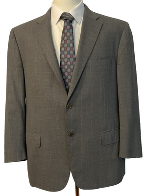 CANALI Siena Fit Impeccabile Light Gray Blue Windowpane 46 R 56 IT