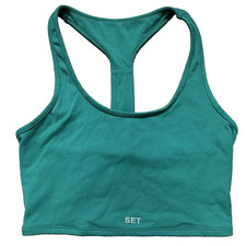 Set Active Sports Bra Womens M Green Racerback Athletic Performance Run Gym City