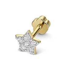 9 Karat (375) Gold Damen - Diamant Einzel Knorpel Ohrstecker 0.11 Karat