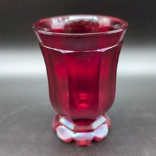 Biedermeier Becher mit Facetten rot  Böhmen um 1850 alt antik Kelch Bäderglas