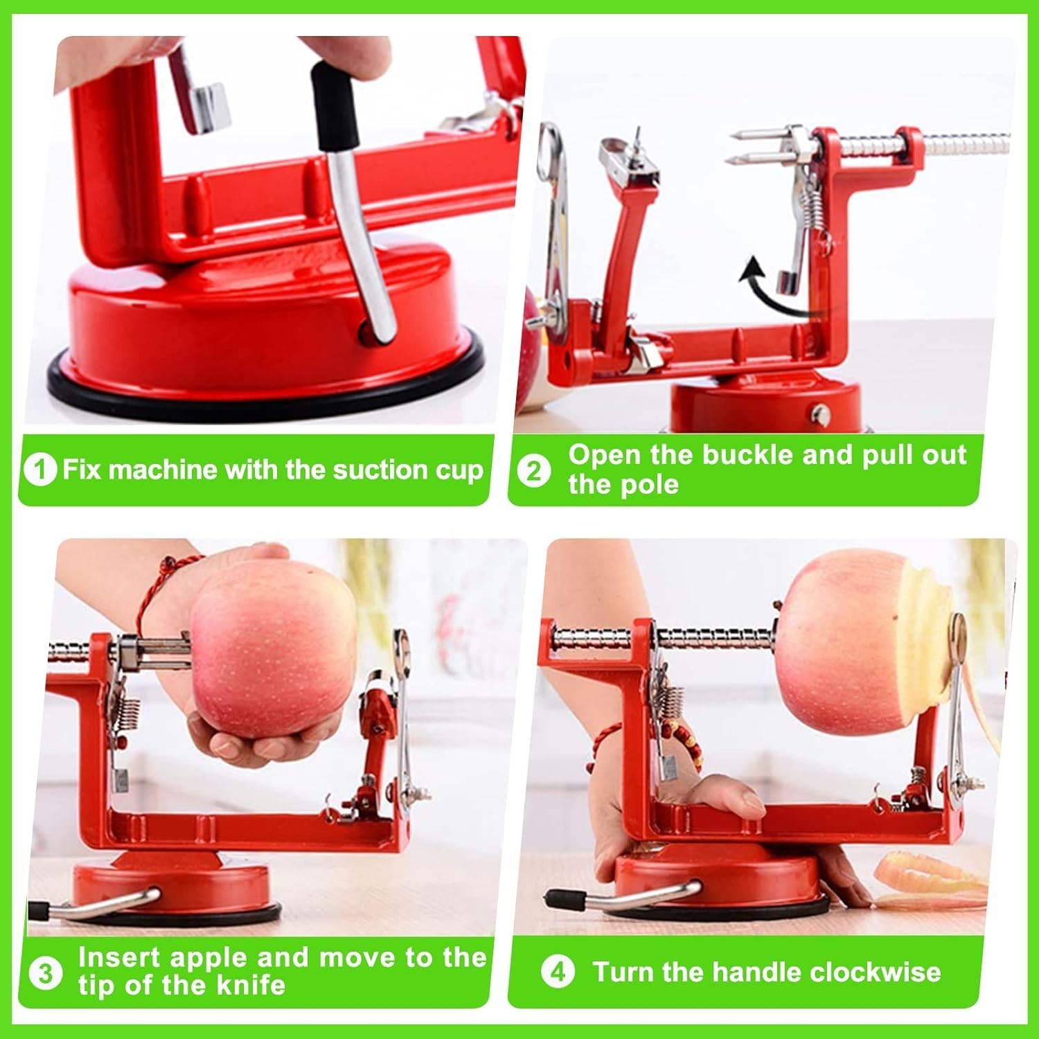 Apple Peeler Corer, Long lasting Chrome Cast Magnesium Alloy Apple Peeler Slicer