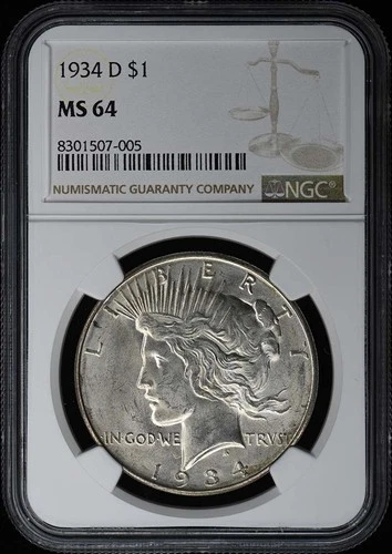 1934-D Peace Dollar S$1 NGC MS64