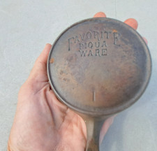 mini Favorite Piqua Ware #1 Cast Iron double drip Skillet 4 3/8" upper diameter