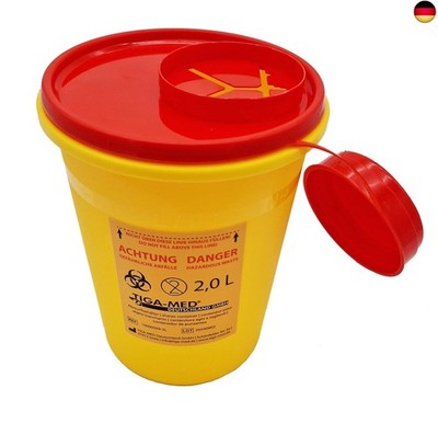 TIGA-MED Kanülenbehälter 2 Liter   5 Stück   durchstichsichere Abwurfbox mit Sic