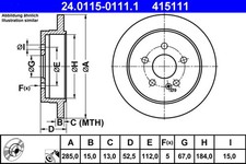 2x ATE Bremsscheibe 24.0115-0111.1 für MERCEDES W163 KLASSE 230 163 136 270 CDI 2x ATE Bremsscheibe 24.0115-0111.1 für MERCEDES W163 KLASSE 230 163 136 270 CDI