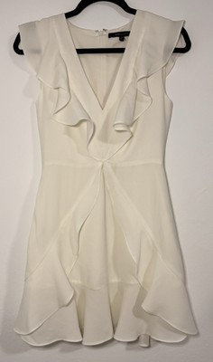 bcbg short white dress BCBG White Fit Flare Mini Dress NWT Lace Open Back Bridal Size 2