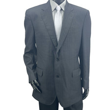 Jos A. Bank Signature Gold Mens 42L Charcoal Pinstripe Blazer 100 Wool 2 Button