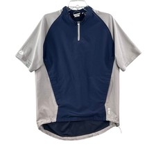 Majestic Quarter Zip Pullover Mens Medium Navy Grey Cool Base Short Sleeve Top