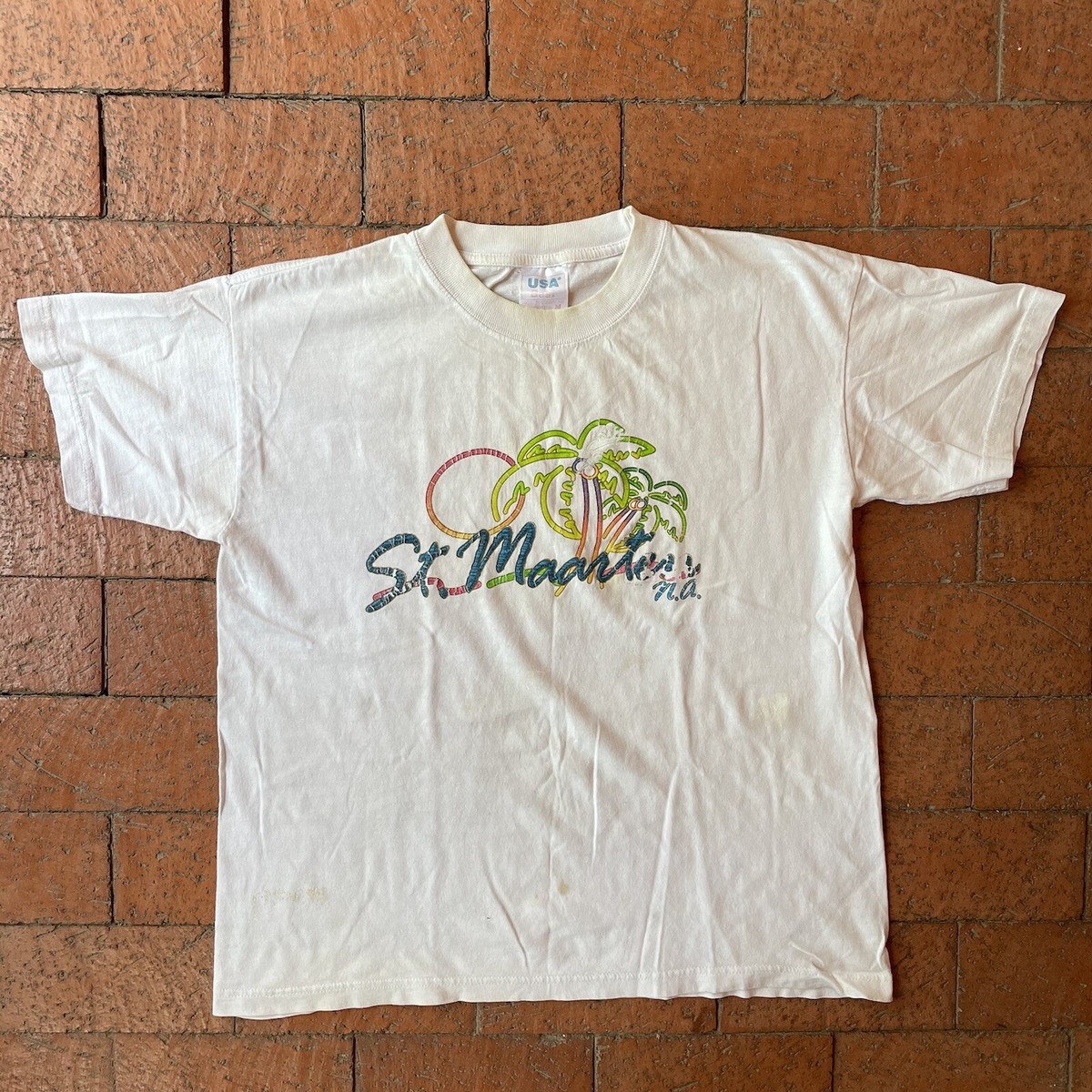 Vintage USA Best 100% Pre-shrunk Cotton White Medium T Shirt Maarten 