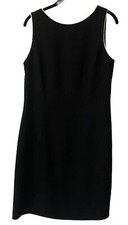 Vintage 90's CDC Sleeveless Little Black Dress Sz 12 White Trim Button Zip EUC