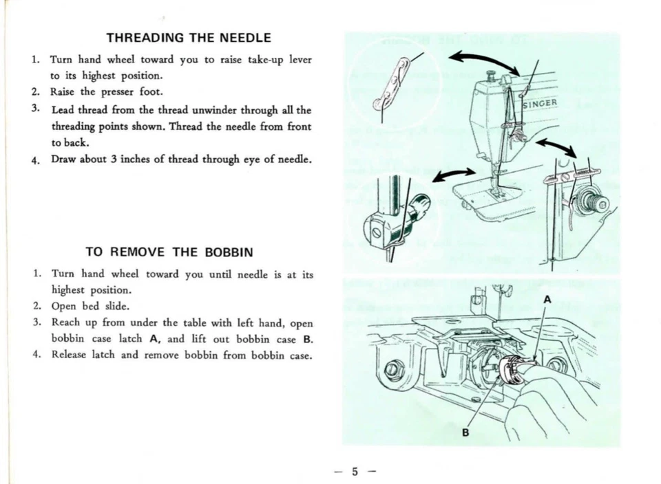 Deluxe Large Singer 20U Manual Model Sewing Machine Instructions User Guide - Image 4 of 4