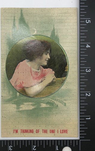 I am thinking of the one I love vintage romantic postcard 1917 - Picture 2 of 3