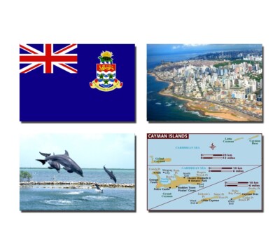 4er Set Cayman Islands Kühlschrankmagnete - Flagge, Karte und Sehenswürdigkeiten Attraktionen