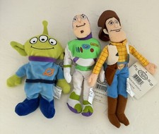 DISNEY STORE MINI BEAN BAG PLUSH TOY STORY WOODY BUZZ LIGHT YEAR ALIEN NWT