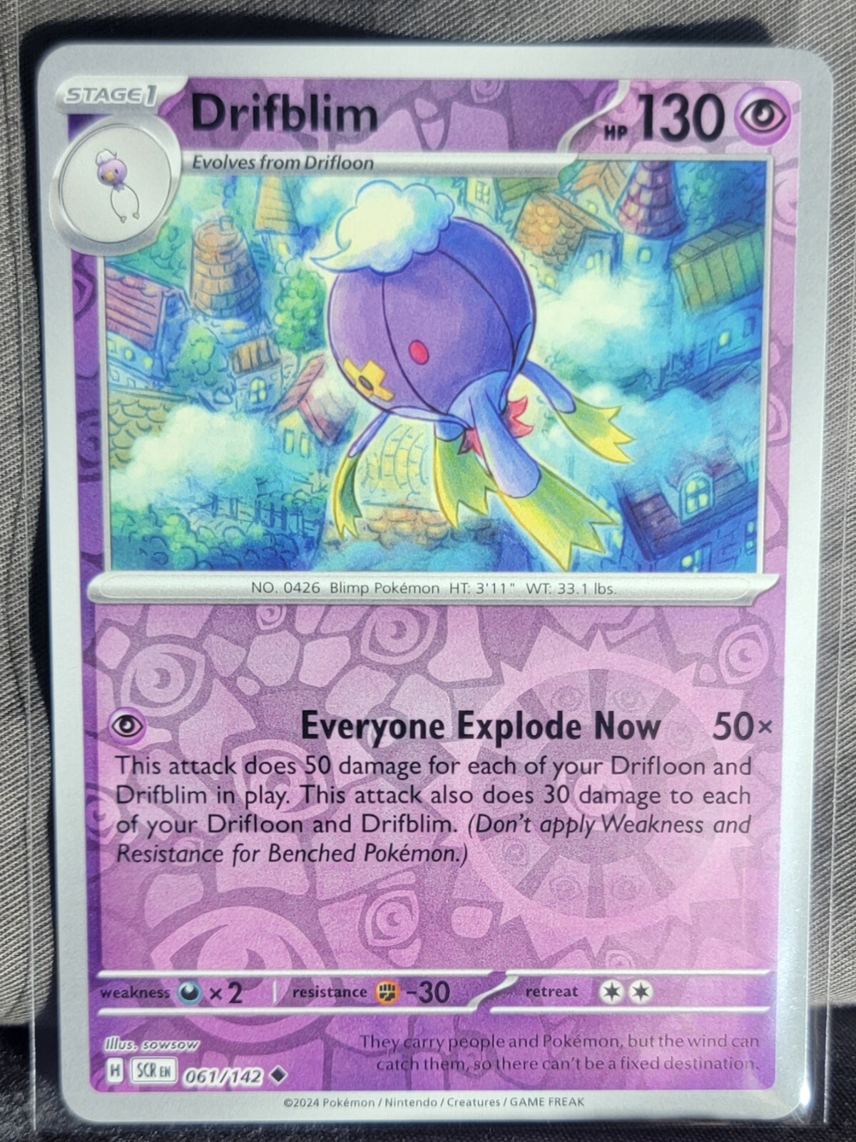 Pokemon TCG Card Drifblim 061/142 S&V Stellar Crown Uncommon Reverse Holo NM