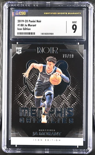 Ja Morant 2019 Noir Icon Edition  #188 /99 CGC 9