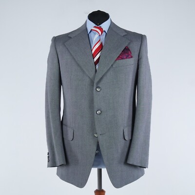 Mens Vintage Sport Coat 42L US Size HETTLAGE Grey Wool Blazer