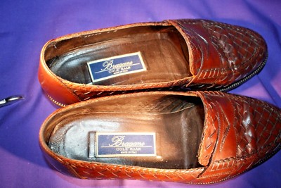 BRAGANO by COLE HAAN Brown Woven Loafers Dress Shoes ITALY 7