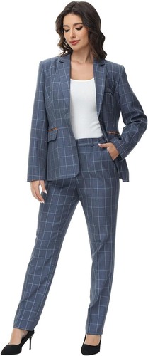 Lamgool Womens Suit Slim Fit Plaid 2 Piece S 38R 32W Notch Lapel 1 Button - Picture 4 of 5