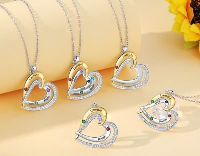 Personalized Mother's Day Birthstone Name Necklace 1 - 5 Names & Birthstones