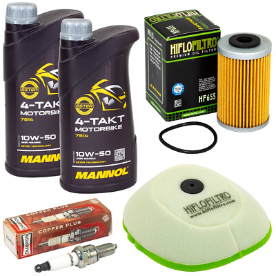 Wartung Set für KTM EXC 450 EXC 500 2012-16 Öl 2L Luftfilter Ölfilter Zündkerze