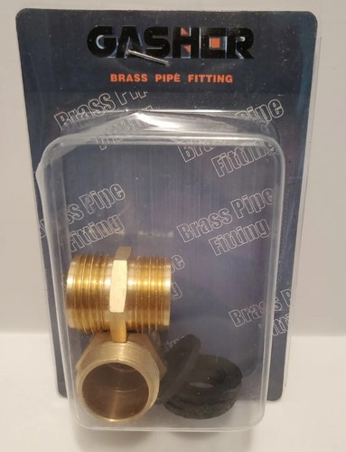 GASHER 2 pc brass pipe fittings w/rubber rings 3/4" MGHT thread x 3/4" MGHT - Picture 8 of 10