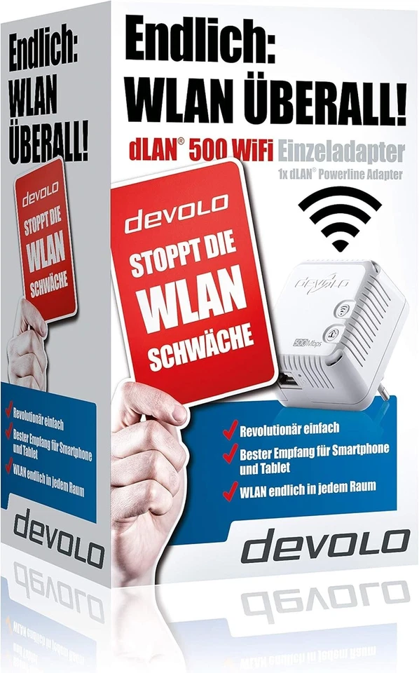 devolo dLAN 500 WiFi Powerline WLAN Netzwerkadapter LAN Wifi Verstärker Extender - Bild 4 von 4