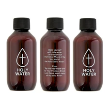 NEW Lot of 3 Amber Brown Holy Water Bottles Each holds 4oz & is 4" Catholic Home