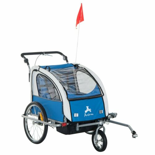 2-in-1 Double Bike Trailer Swivel Child Bicycle Cargo With 2 Security Harnesses
