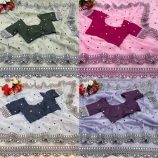 Women's Nylon saree with Separate Blouse Piece