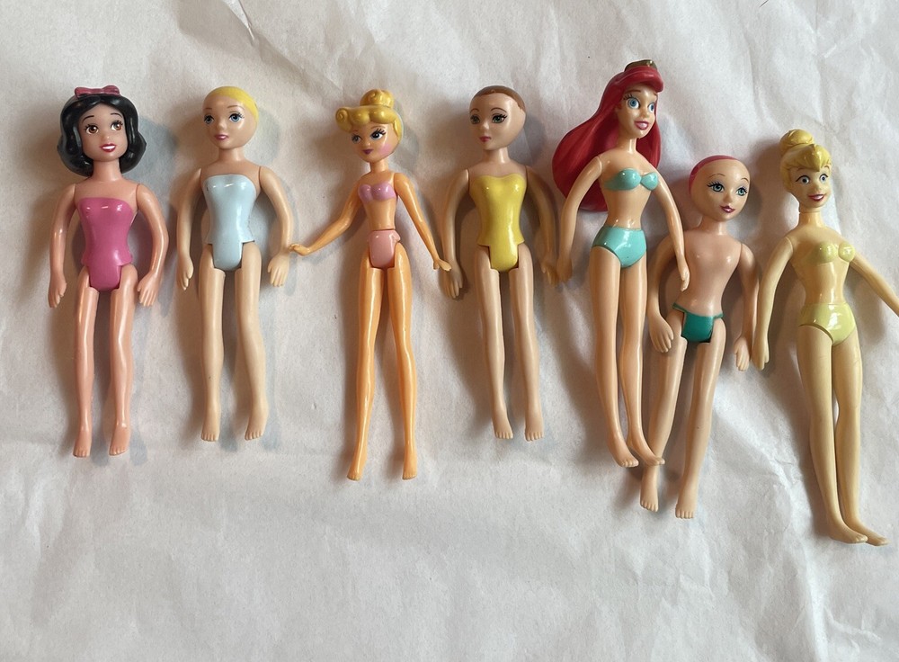 Polly Pocket Disney Princess Dolls, 7 Doll Set. All Marked Disney