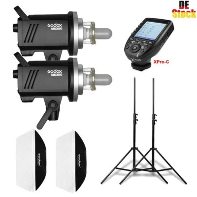 2X Godox MS300 2.4G Studio Blitz + 60*90cm Softbox + Stativ + XPro-C für Canon - Bild 1 von 4