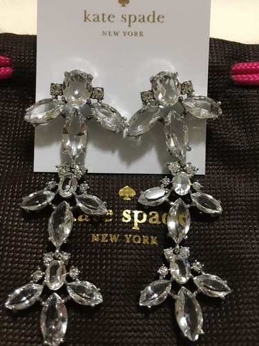 NWT Authentic Kate Spade Ice Queen Chandelier Earrings & Bag! $158 - Picture 3 of 5