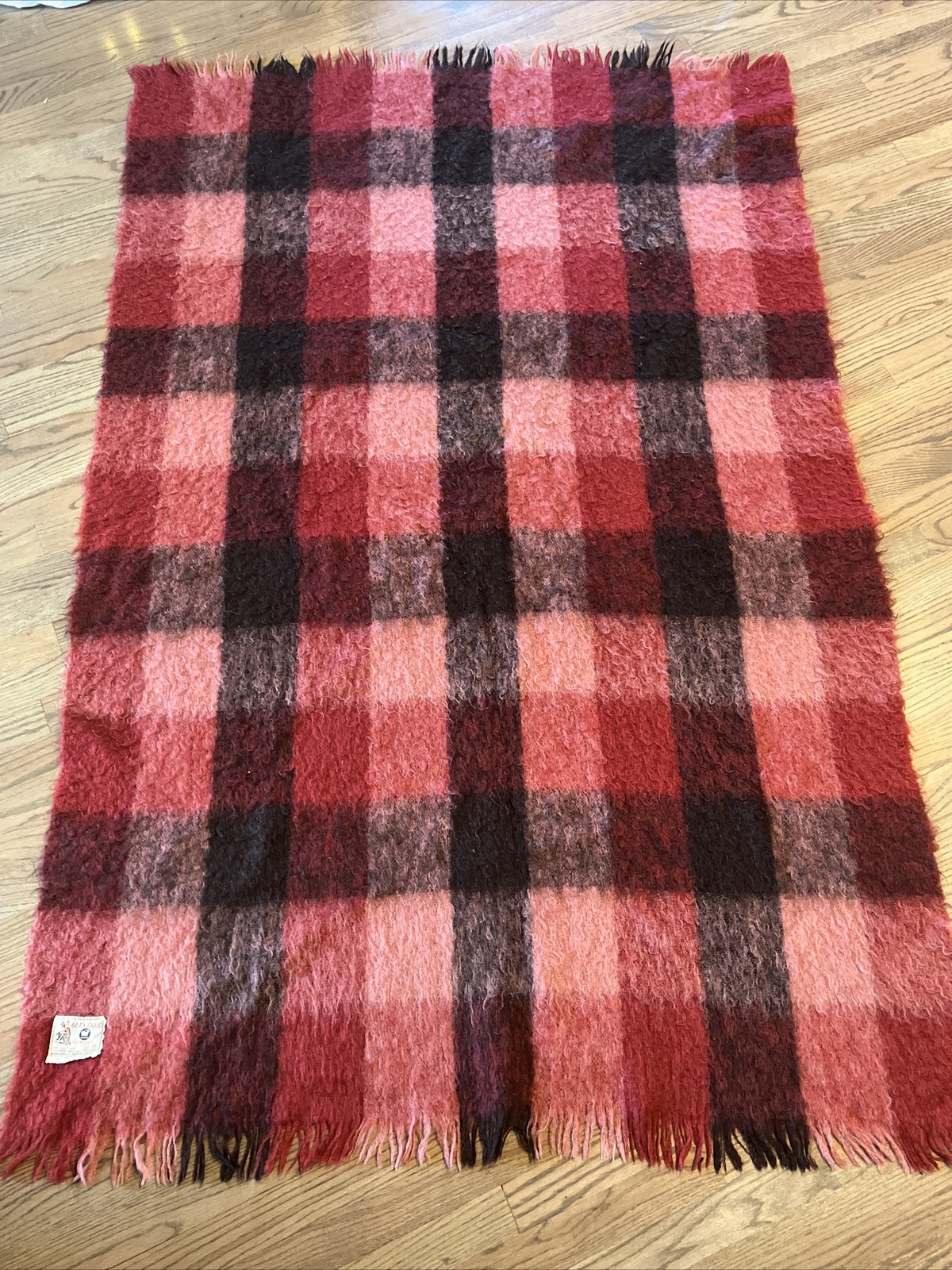 Glen Cree 100 Mohair Blanket Scotland 50”x76” Twin Throw Cree Mills pink plaid eBay