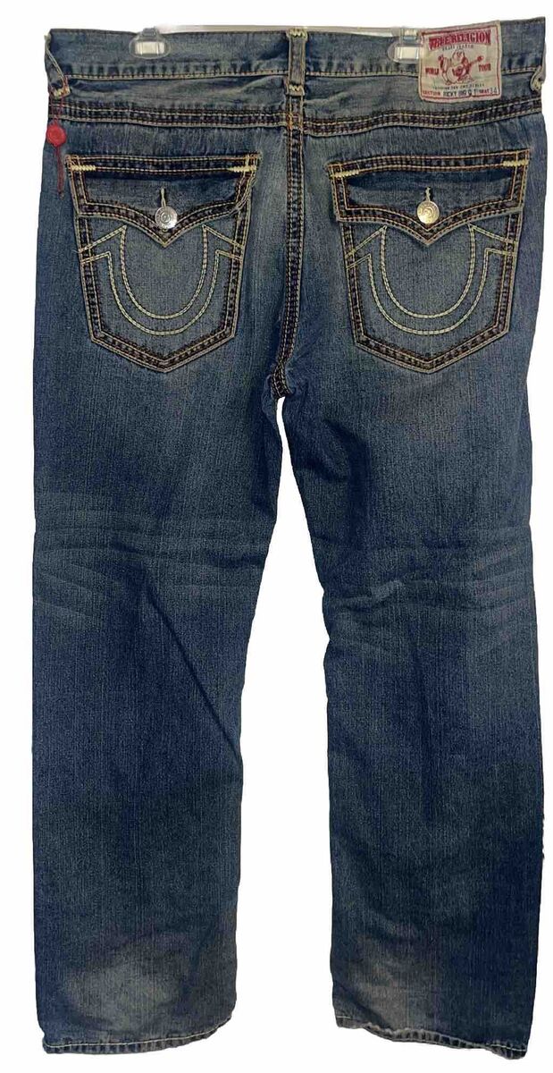 True Religion Ricky Big QT Stitch Denim Blue Jeans 38 New True Religion Ricky Big QT Stitch Denim Blue Jeans 38 New