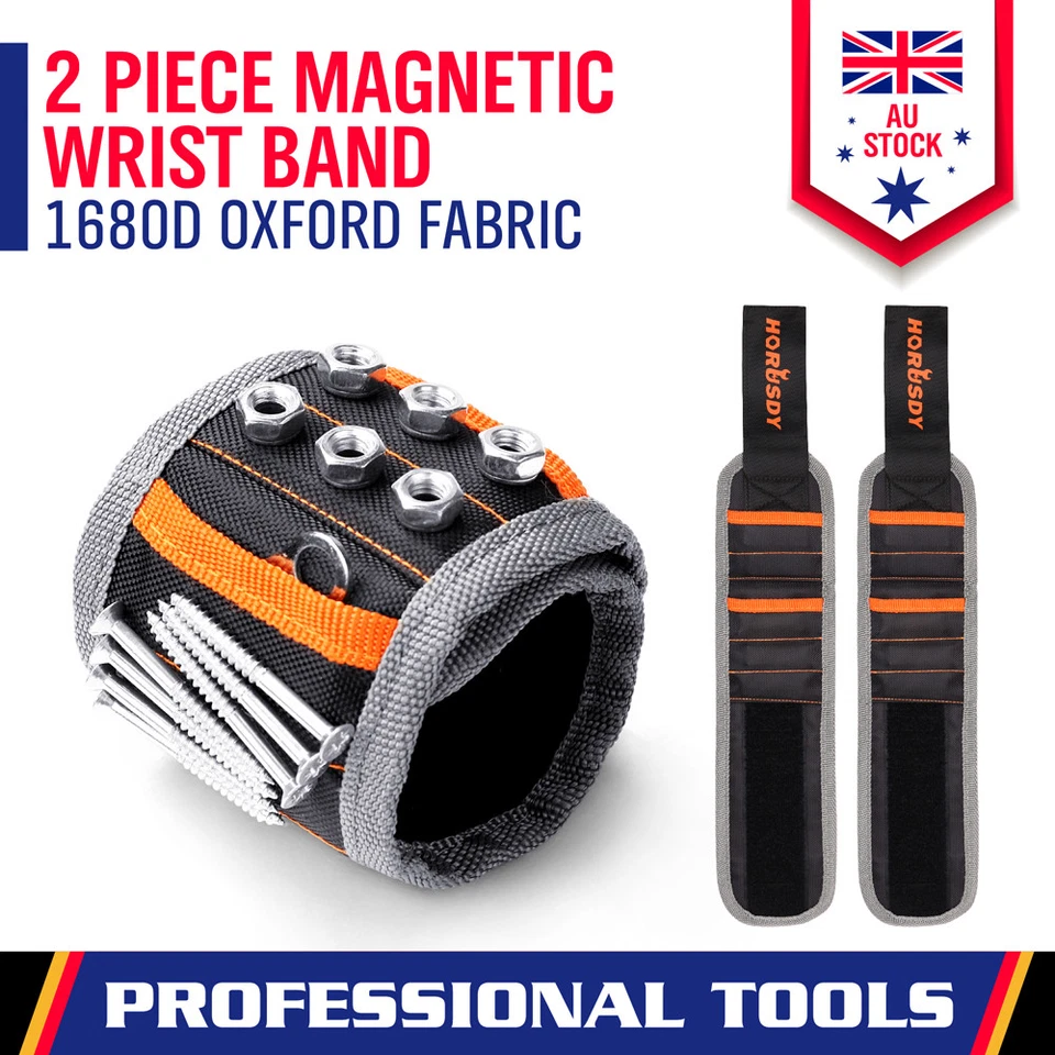 2-Piece Magnetic Wrist Band Magnet Belt Strap Tools Screws Bolt Nuts Nail Holder